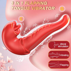 Tongue Vibrator Women Sex Toys -APP 3 in 1 Tongue Toy for Women Rose Sex Toys G Spot Vibrator Tongue Dildo with 10 Flapping 10 Vibrating Mode, Mouth Clitoral Stimulator Pleasure Tool Couple Adult Toys