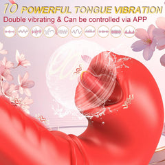 Tongue Vibrator Women Sex Toys -APP 3 in 1 Tongue Toy for Women Rose Sex Toys G Spot Vibrator Tongue Dildo with 10 Flapping 10 Vibrating Mode, Mouth Clitoral Stimulator Pleasure Tool Couple Adult Toys